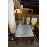 EDWARDIAN MAHOGANY FRAMED CABRIOLE LEGGED CHAIR, PUSH OUT SEATS