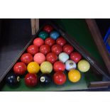 BOX OF POOL AND SNOOKER BALLS