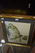 THREE COLOURED PRINTS, BABY ZEBRA, BABY GIRAFFE AND BABY LION, GILT FRAMED AND GLAZED