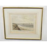 William Daniell (British 18C), Yarmouth from Gorleston . Aquatint on paper . Approx 8x11inches.