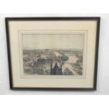 Aerial prospect view of a cityscape, coloured engraving 10 x 14ins