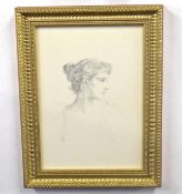 British, 19th century, A lithograph of a lady in profile dated 1894, pencil on paper,