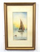 Pair of Lynn fishing boats, watercolour on paper, indistinctly signed, 10 x 5ins