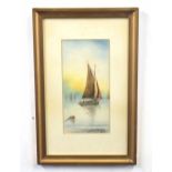 Pair of Lynn fishing boats, watercolour on paper, indistinctly signed, 10 x 5ins