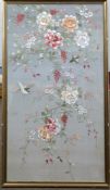 An early Japanese 20C floral mural. Approx 44x24 inches.