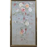 An early Japanese 20C floral mural. Approx 44x24 inches.
