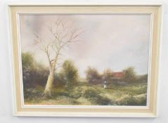 LESLIE LANG (British, 20th century), A Norfolk landscape, oil on board, 10 x 16ins