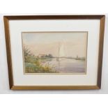 William Edward Mayes (British 20C) A Broadland scene . Watercolour, signed. Approx 11x16 inches.