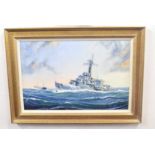 Kenneth Grant (British 20C) British WWII Warship HMS Cavalier in an offshore swell. Oil on canvas,