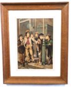 After JOHN GEORGE BROWN (British, 19th century), 'The first cigar', street urchins smoking cigars,