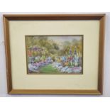 Ellen Warrington British 20C, An English Summer Garden. Watercolour on paper, signed. Approx 7x10