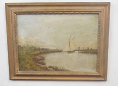 British, 20th century, A Norfolk wherry, oil on canvas, unsigned, 12 x 16ins