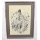 British, 20th century, The Reedcutters, pencil on paper, indistinctly signed, 19 x 14ins