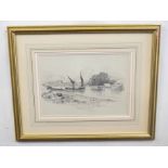 Miles Edmund Cotman (British 19C), The Thames at Twickenham. Pencil on arches, signed and