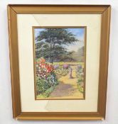 ELLEN WARRINGTON (British, 20th century), An English summer garden, watercolour on card, 13 x 9ins