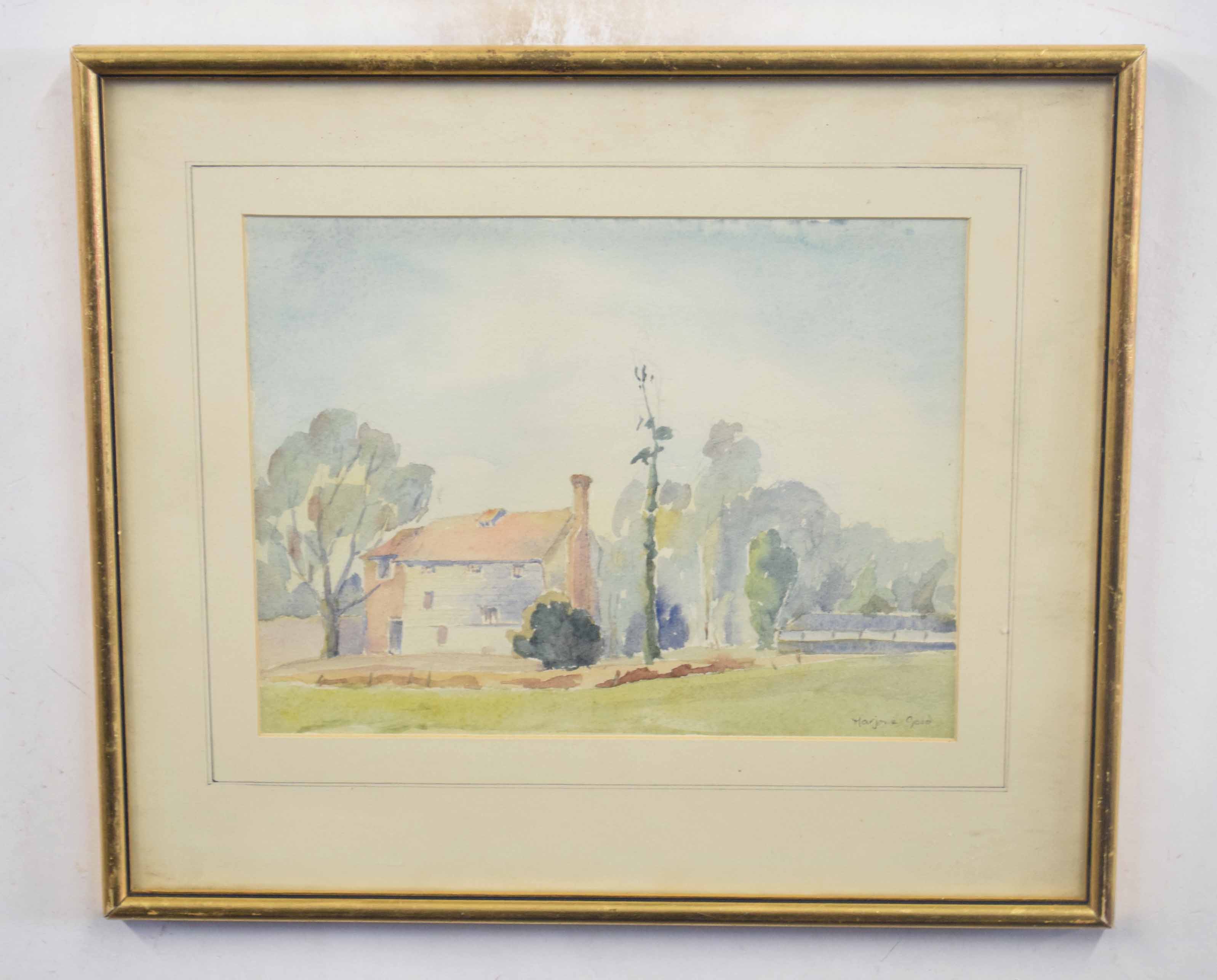 Marjorie Good (British 20C), A portrait of a house and garden . Watercolour on paper, signed. Approx