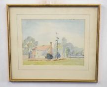 Marjorie Good (British 20C), A portrait of a house and garden . Watercolour on paper, signed. Approx