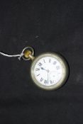 Selex, a base metal cased pocket watch of railway interest, white enamel dial with Roman and