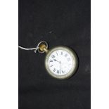 Selex, a base metal cased pocket watch of railway interest, white enamel dial with Roman and