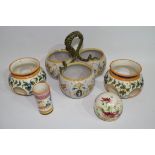 Group of French faience bowls and a small cylindrical vase (qty)