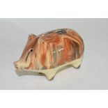 Small pig money box with Whieldon type glazes