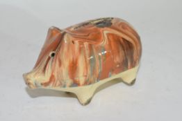 Small pig money box with Whieldon type glazes