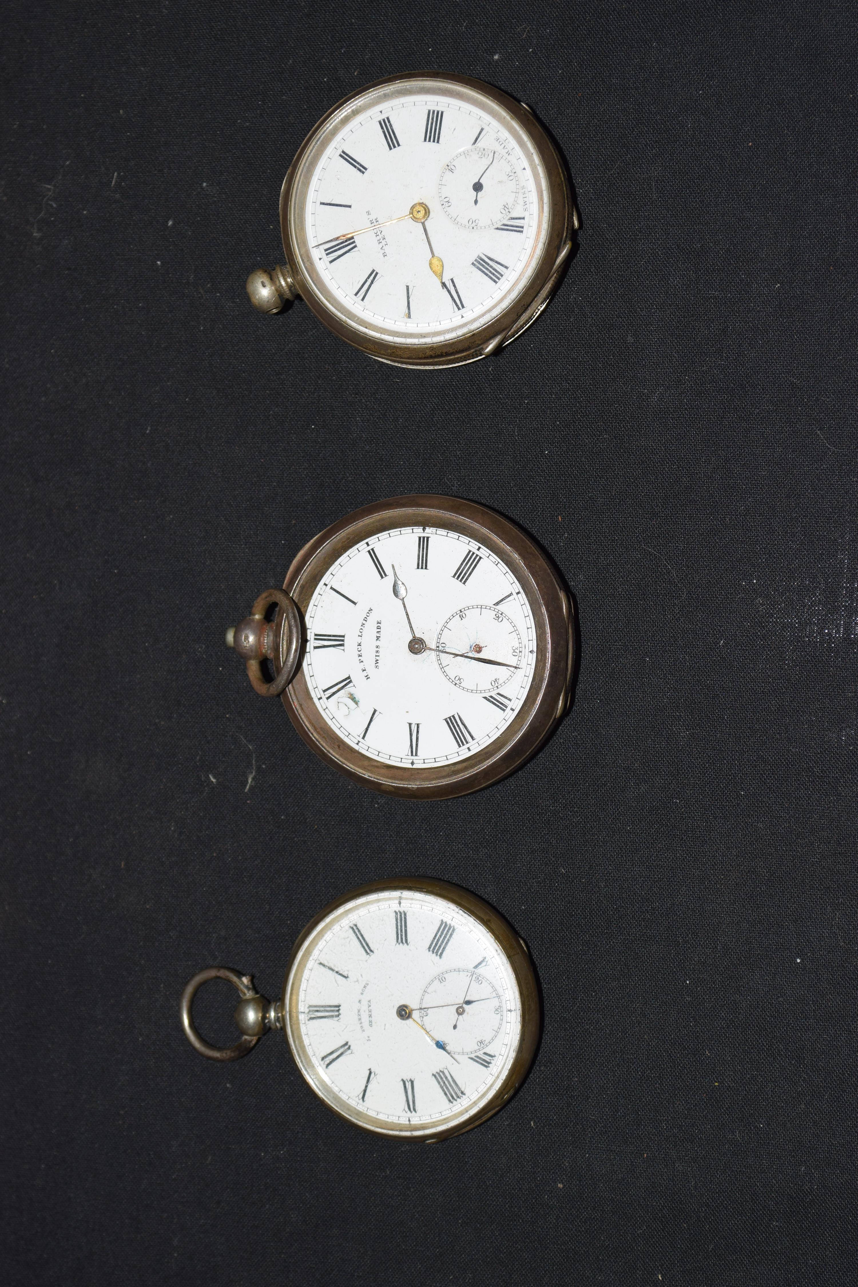 Mixed lot comprising three Continental white metal cased pocket watches comprising an example marked