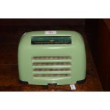 Vintage KB radio model FB10 circa 1950, in green case, 25cm wide