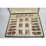 Cased Crown Derby coffee set comprising 10 coffee cans and 12 saucers