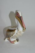 Royal Crown Derby paperweight modelled as a white pelican, limited edition of 613/5000, the base