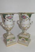 Pair of Continental porcelain vases decorated in Meissen style with floral sprays, 30cm high (2)