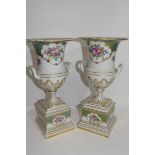 Pair of Continental porcelain vases decorated in Meissen style with floral sprays, 30cm high (2)