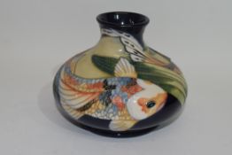 Modern Moorcroft vase decorated with fish, dated 2002 to base
