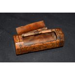 19th century burr wood snuff box of octagonal form with removable lid (hinge defective), 8cm long