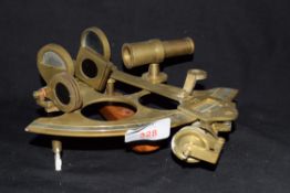 Ross London, a brass sextant with hardwood attachment, 20cm wide max