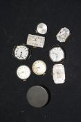 Group of eight various early 20th century ladies part wrist watches to include examples by J W