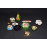 Collection of Limoges and other French porcelain and enamel decorated pill and trinket boxes to