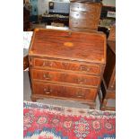 19th century fall front bureau with inlaid decoration throughout, raised on bracket feet with fitted