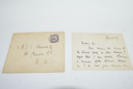 Letter on House of Commons paper signed by Gladstone dated July 1887 together with original