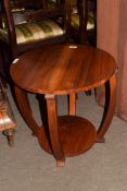 Early 20th century rosewood two-tier occasional table in the Art Deco style, the circular top