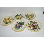 Group of faience style French dishes decorated with fruit (5)