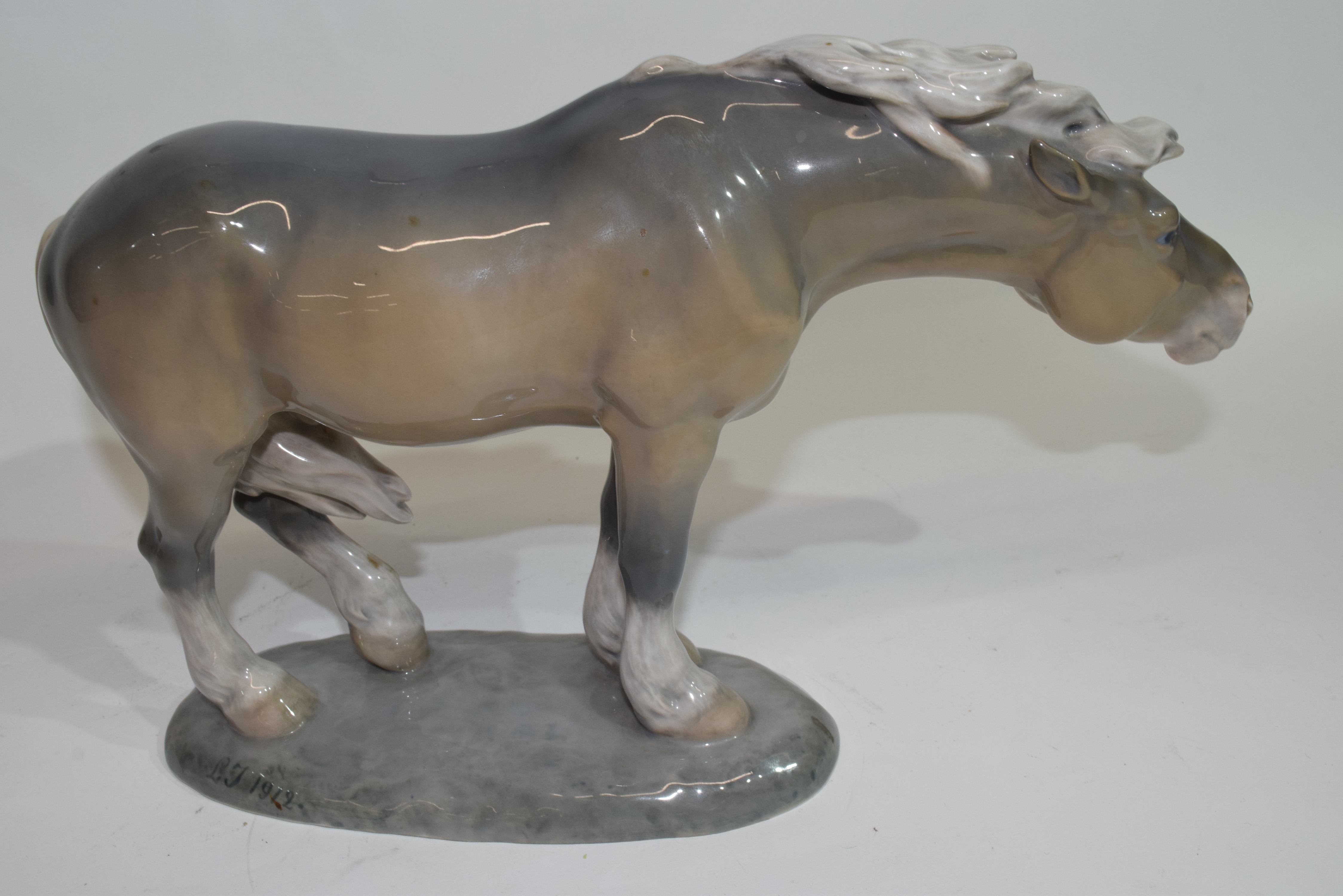 Large Royal Copenhagen model of a horse with monogram to base and dated 1912, model no 1362 - Image 2 of 3