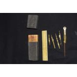 19th century shagreen cased drawing set with ruler marked "Watson & Sons Ltd, High Holborn, London"