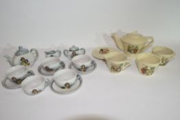 Mid 20th century toy tea set with a print of the Princesses Elizabeth and Margaret, comprising tea