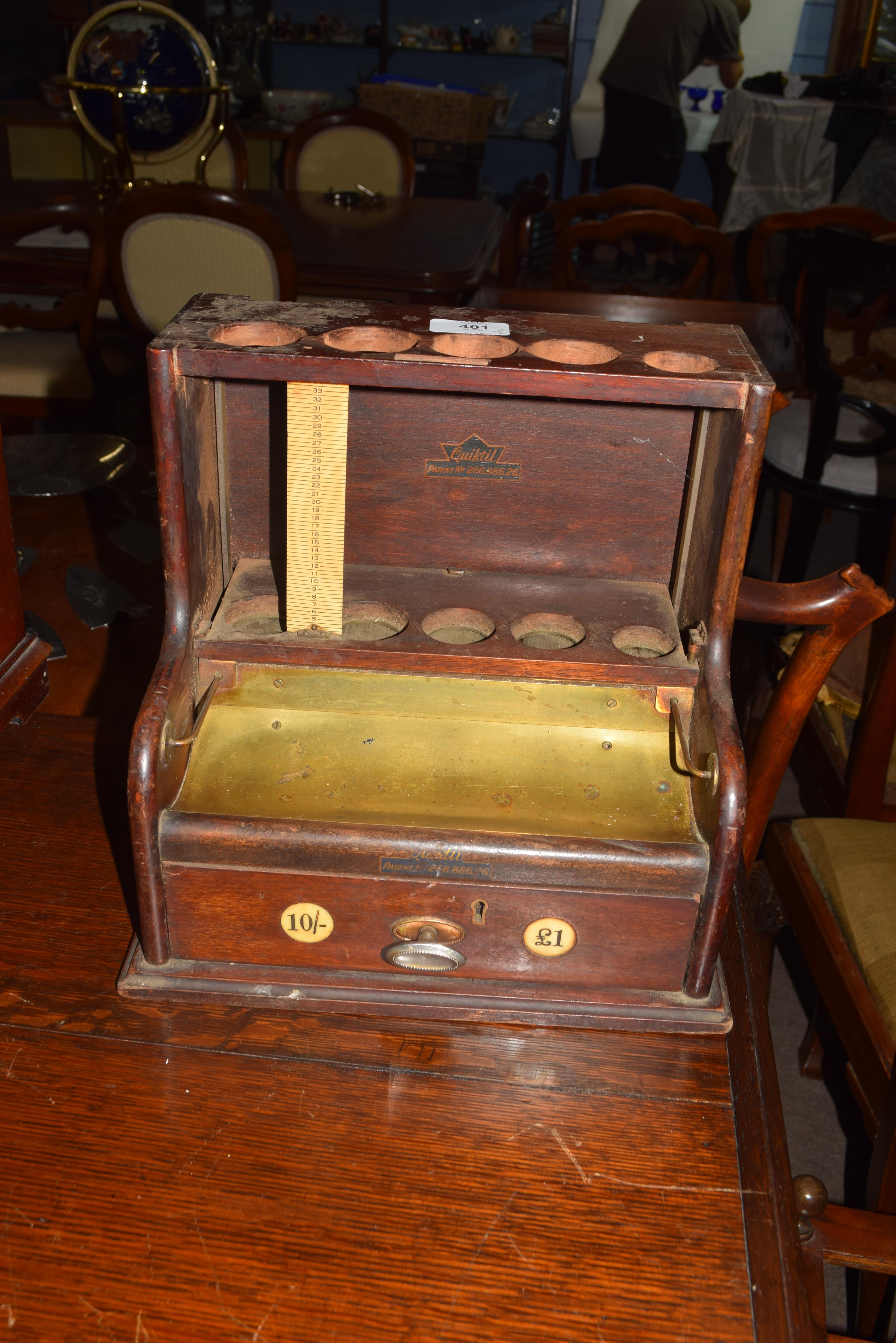 Two antique mahogany framed shop tills, one bearing trade label for Page & Pratt, Ludgate Circus - Image 2 of 2