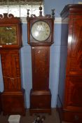 Deacon, Leicester, George III longcase clock with circular face with Roman and Arabic numerals and