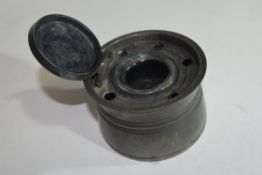 Victorian metal inkwell, the base marked "V&R"