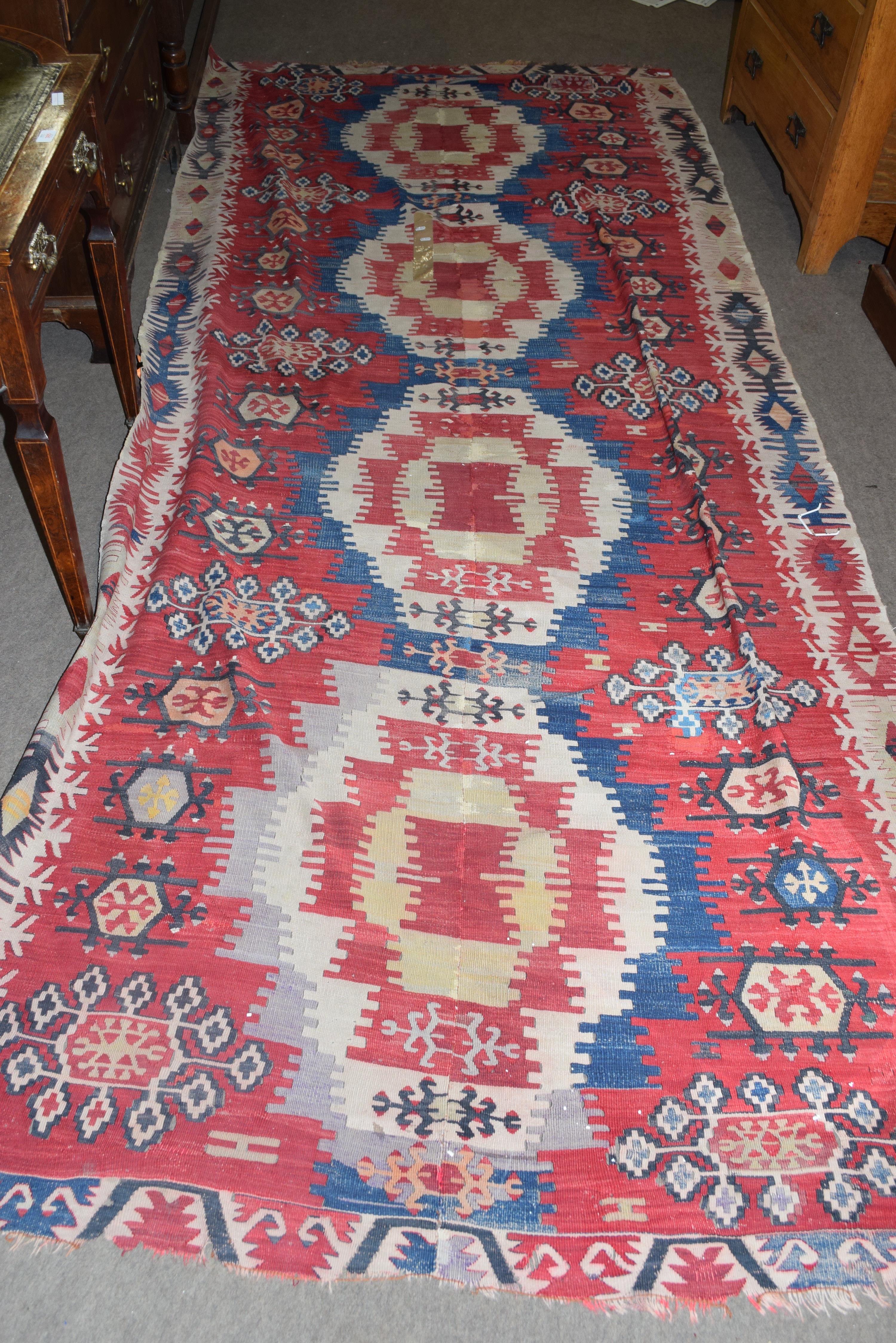 Modern Kilim in the Bor pattern, 355 x 152cm, originally purchased from The Kilim House, Fulham,