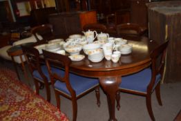 Set of six Victorian mahogany bar back dining chairs comprising two carvers with scrolled arms and