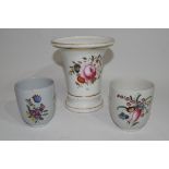 19th century English porcelain beaker vase, probably Spode, decorated with floral sprays, together